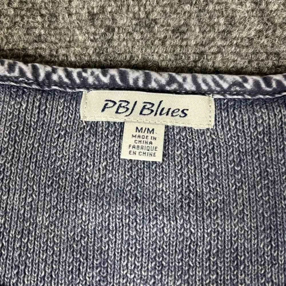 PBJ Blues Knit Top Womens Medium Indigo Ramie Cotton Short Sleeve BL381 New
